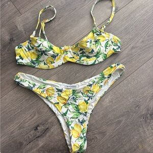 WeWoreWhat Lemon Print Bikini - Yellow and Green